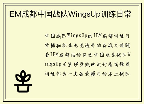 IEM成都中国战队WingsUp训练日常